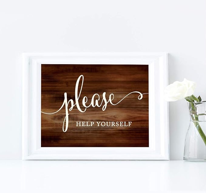 Andaz Press Wedding Party Signs, Rustic Wood Print, 8.5x11-inch, Please Help - Image 4