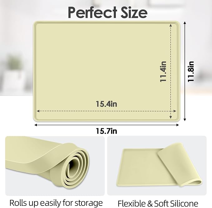 Silicone Coffee Maker Mat with Lip, 15.7'' x 11.8'' Heavy Duty Coffee Maker Mat - Image 2