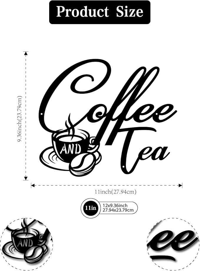 Coffee and Tea Metal Sign | Coffee Bar Hanging Signs - Image 3