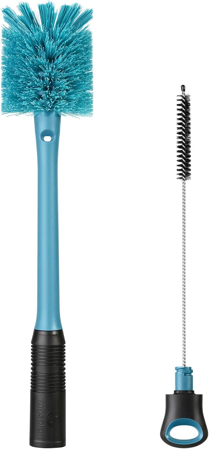 MOSOLAN 2-in-1 Water Bottle Brush and Straw Cleaner Brush, Long Handle Scrub by mosolan
