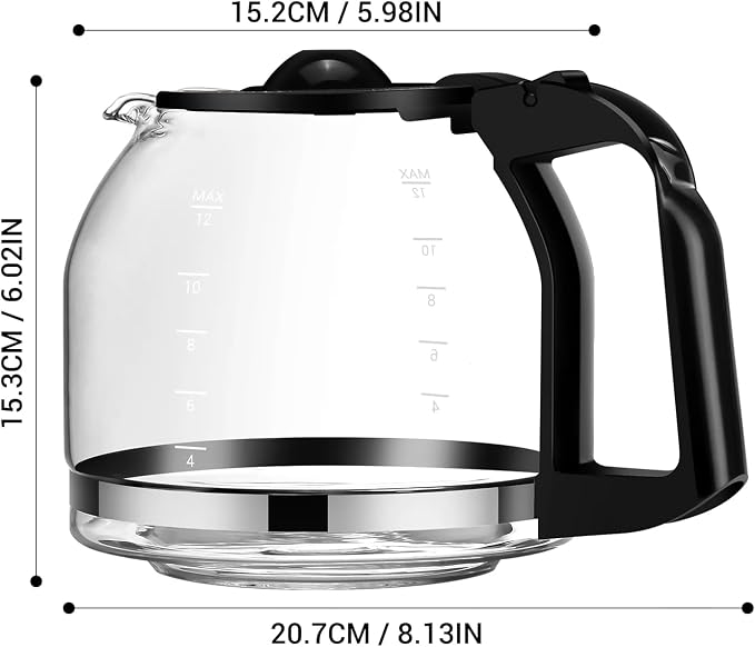 12 Cup Glass Replacement Carafe, Heat-Resistant Borosilicate Glass, Dishwasher - Image 4