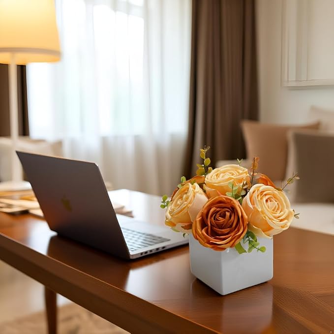Fall Artificial Orange Silk Fake Rose - Image 6