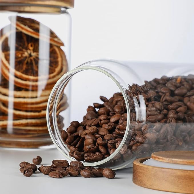 Glass Storage Jars with Wood Lid, Airtight Food Containers Stackable - Image 5
