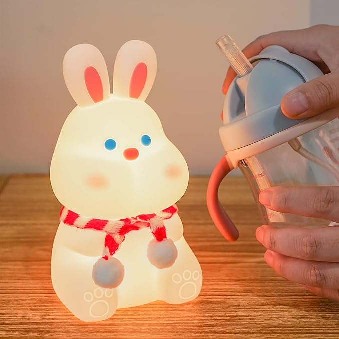 Rabbit Night Light for Adults Kids, LED Dimmable Animal Silicone Bunny Lamp - Image 2