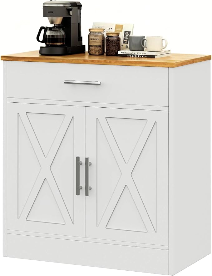 Vongrasig Farmhouse Coffee Bar Cabinet, Small Sideboard Buffet by Vongrasig