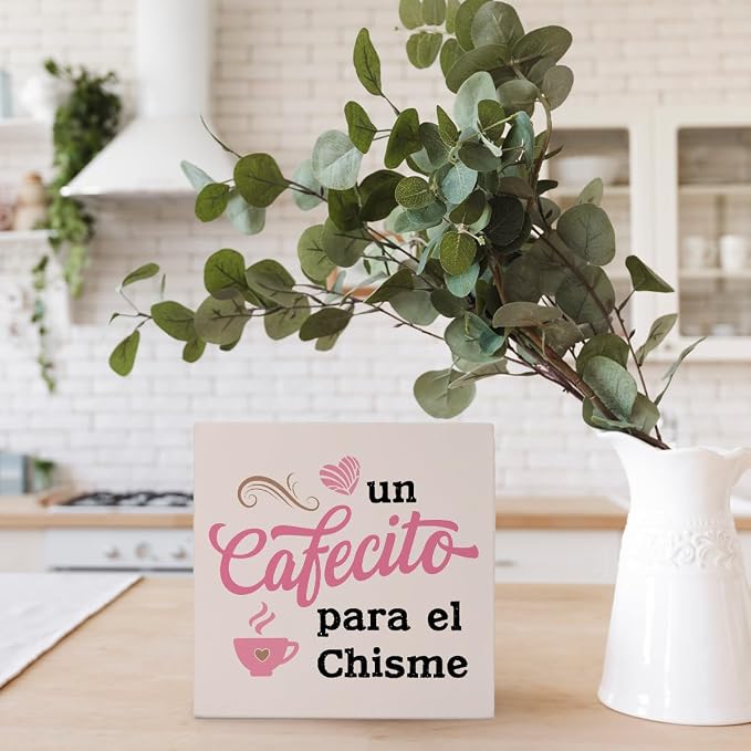 Funny Coffee Kitchen Signs, Farmhouse un Cafecito Para el Chisme, Spanish - Image 2
