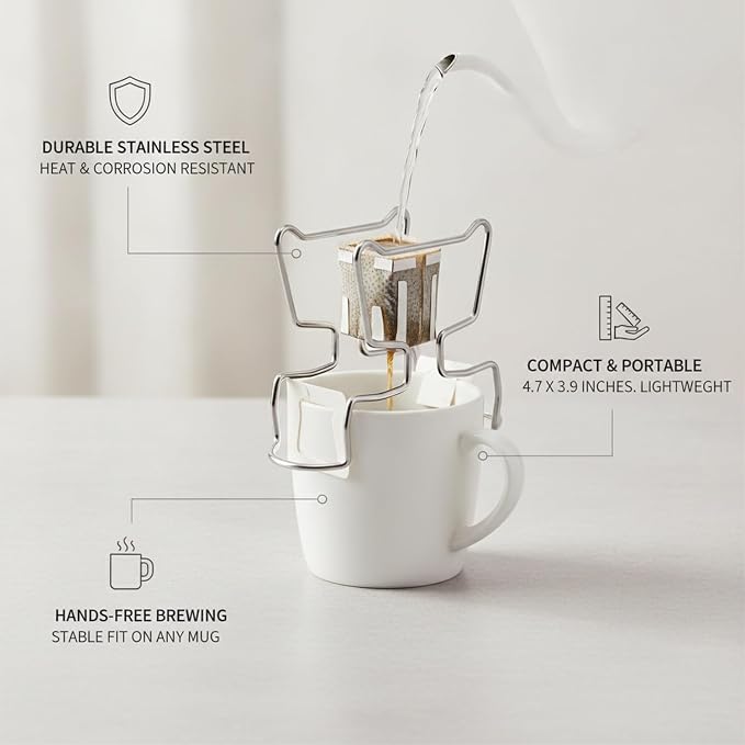 Stainless Steel Coffee Drip Bag Stand, Portable Pour Over Holder - Image 4