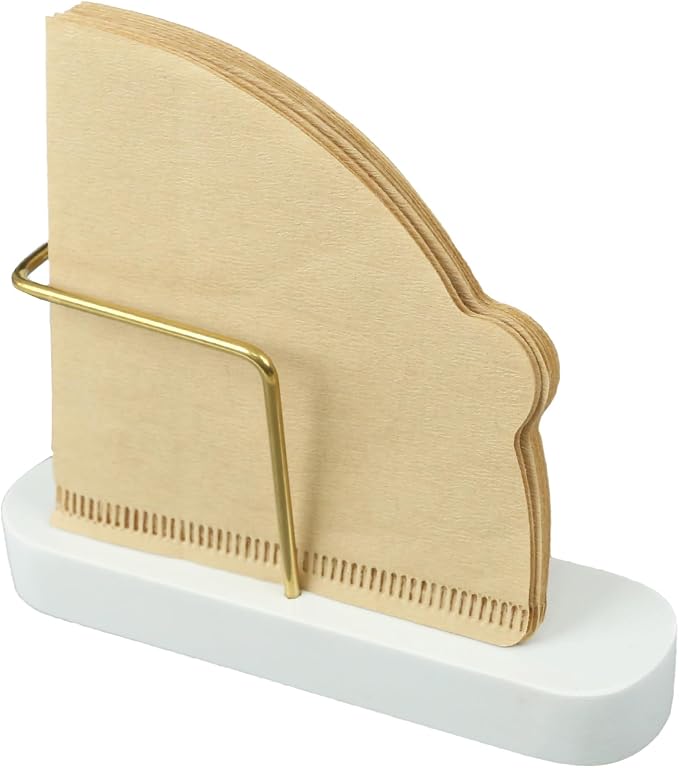 Coffee Filter Holder Storage, Marble & Brass Rack Coffee Filter Container by PUNNIO