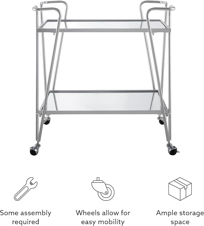 Linon Gina Silver Mid Century Bar Cart - Image 7