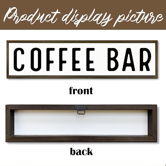 Coffee Bar Signs for Kitchen, Farmhouse Decor for Shelf, Rustic Wooden Wall - Image 3