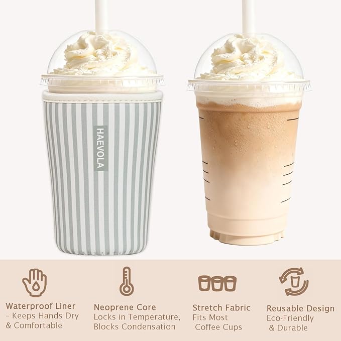 Reusable Insulated Neoprene Iced Coffee Cup Sleeve, Durable Drink Sleeve - Image 6