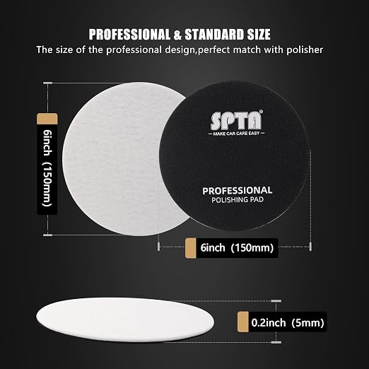 SPTA 5 Pcs 6'' Car Glass Polishing Discs Microfiber Polishing Buffing Pad - Image 2