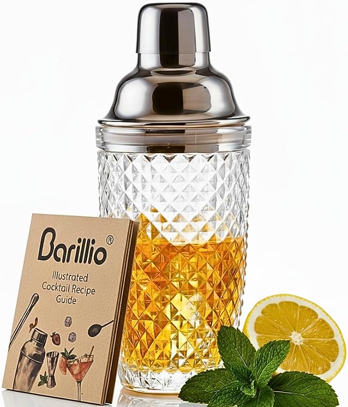Barillio 14 oz Glass Cocktail Shaker | Cobbler Mixer by Barillio