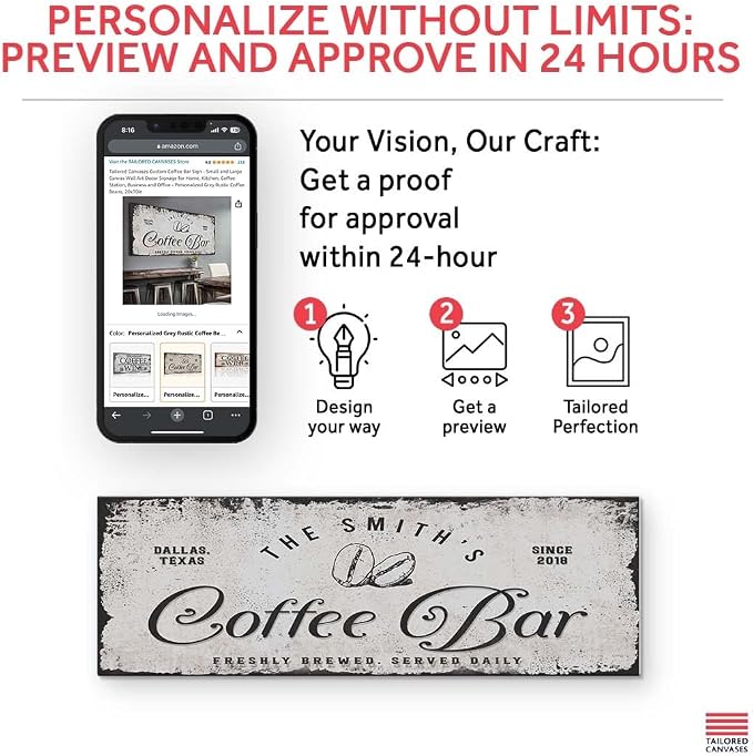 Tailored Canvases Custom Coffee Bar Sign - Image 4