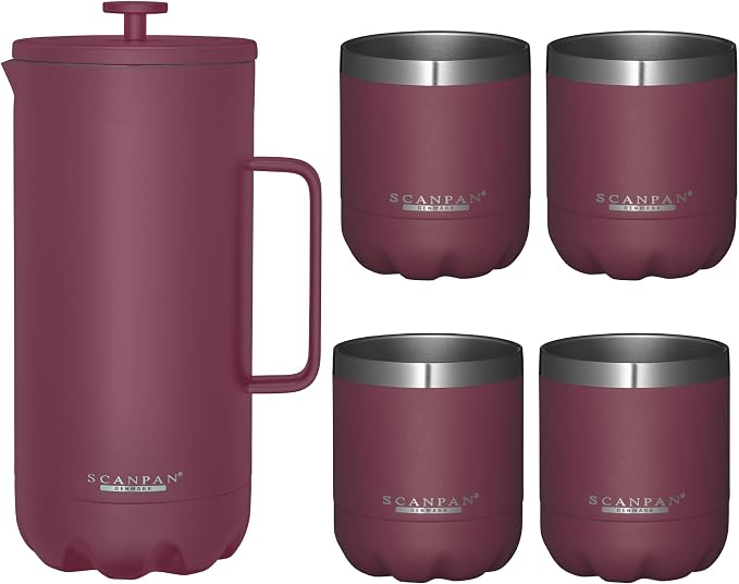 Scanpan TO GO French Press Coffee Maker 1.0L + 4 Vacuum Cups 250 mL by Scanpan