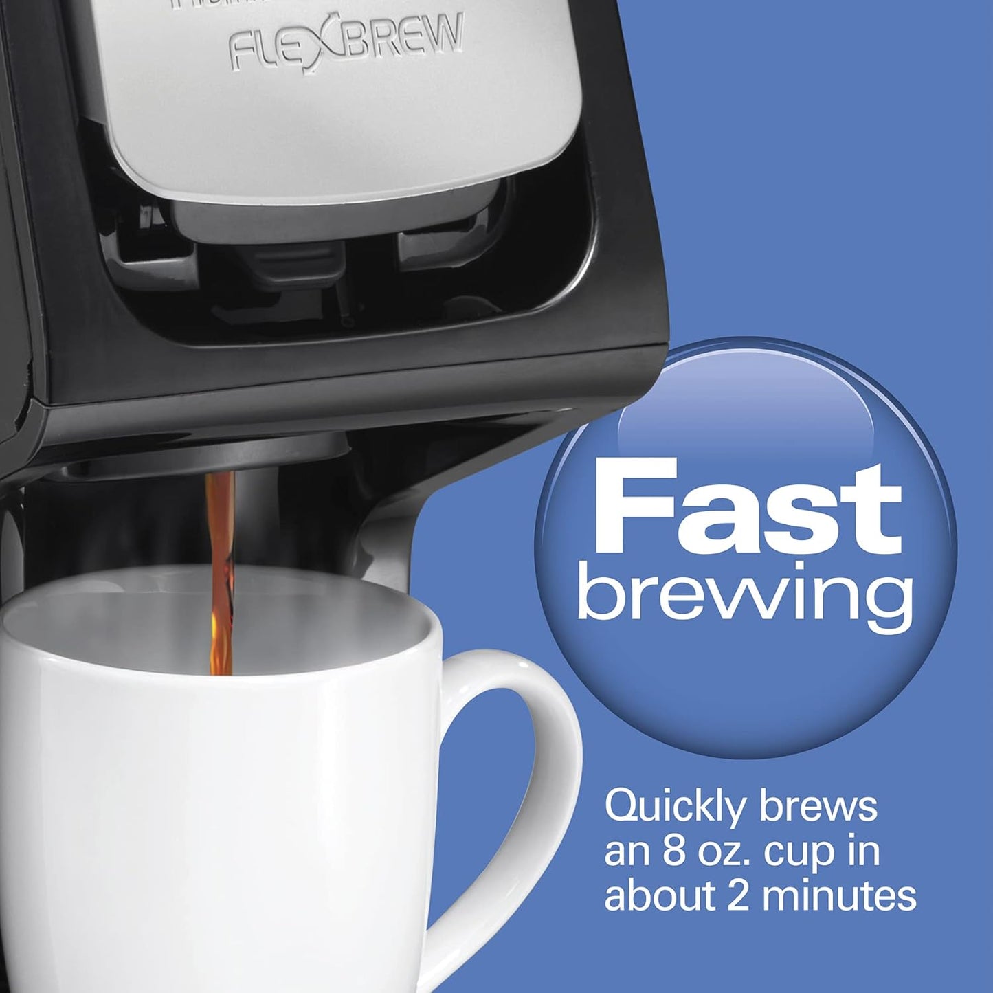 Hamilton Beach FlexBrew Single Serve Coffee Maker, Compatible with Pod Packs and Grounds, 14 oz. Water Reservoir, Slim Design, Fast Brewing, Black (49900)