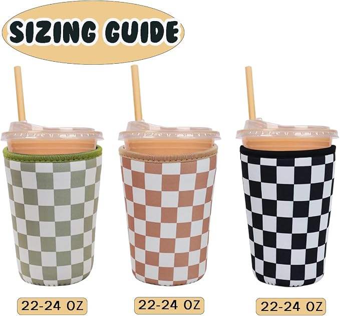 Haevola 3 Pieces Reusable Insulated Neoprene Iced Coffee Cup Sleeve, Durable - Image 5