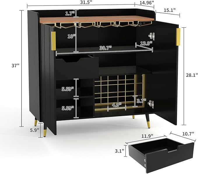 Modern Fluted Wine Bar Cabinet - Image 2