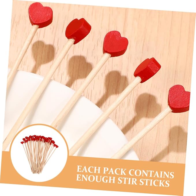 200pcs Heart Design Wooden Stir Sticks - Image 3