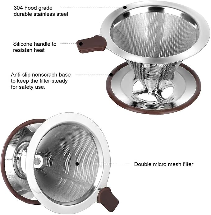 Pour Over Coffee Dripper, Reusable Paperless Coffee Filter, Professional - Image 3
