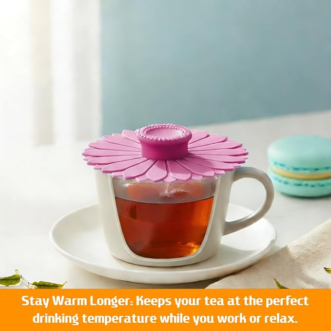 3 PCS Silicone Cup Covers, 4.1 Inch Sunflower Drink Covers Reusable Anti-dust - Image 7