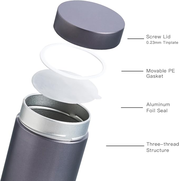 3 Packs Tea Tin Canister for Loose Tea Metal Tea Canister 9 oz 15 oz Round Tin - Image 6