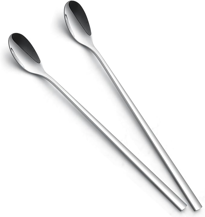 9-Inch Long Handle Spoon, Coffee Stirrers Ice Tea Spoon Premium 18/10 Stainless by AOOSY