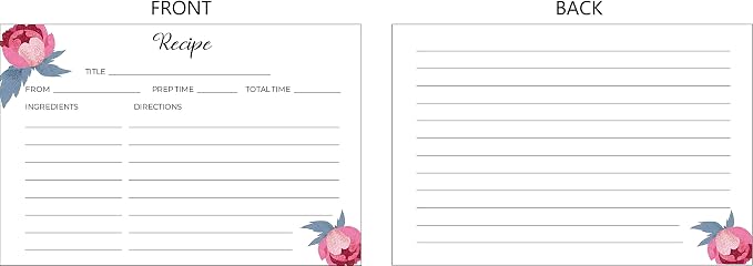 Heart&Berry Roses Recipe Cards 4x6 Double Sided - Image 3