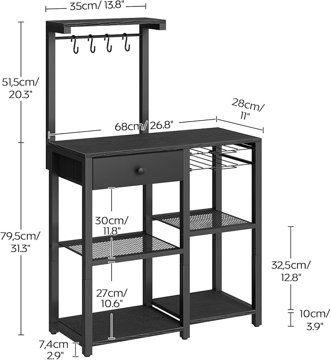YATINEY Bakers Rack with Storage, 5-Tier Coffee Bar Station with Drawer - Image 3