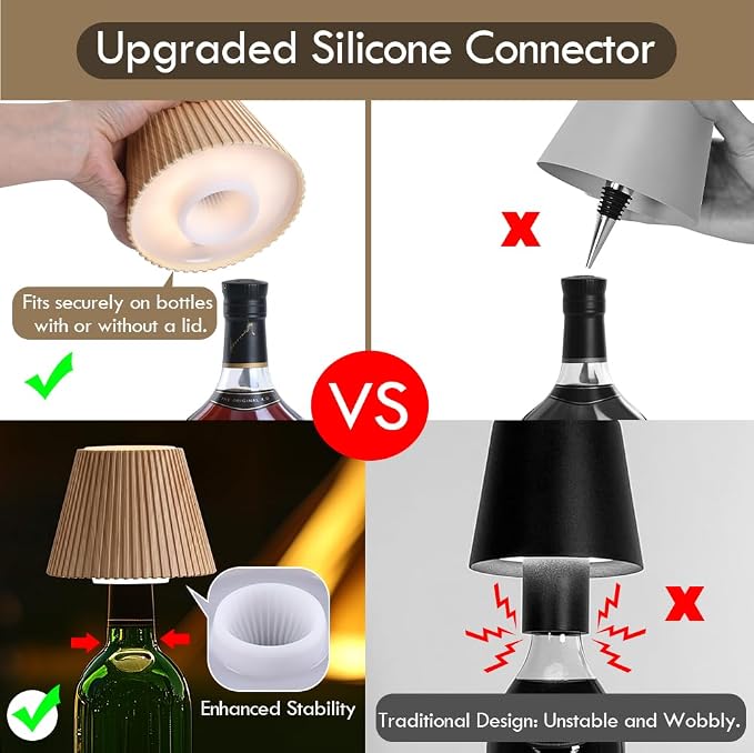 WILIT 2 Pack Wireless Bottle Lamp Shades - Image 2