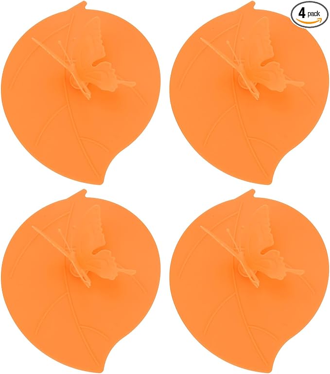 uxcell 4Pcs Silicone Cup Lids, 5 Inch Mug Cover Seal Butterfly Silicone Cup by uxcell