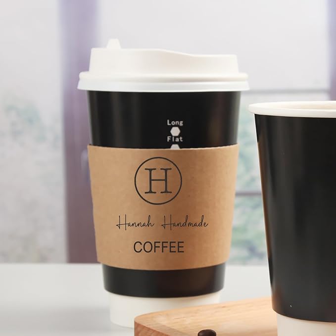 Personalized Kraft Disposable Coffee Cup Sleeve, Custom Paper Sleeve, Cardboard - Image 3