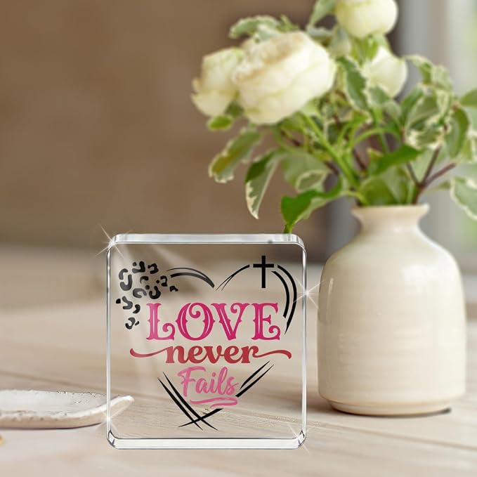 Christian Gifts for Women Desk Decor, Boho Inspirational Religious Acrylic Sign - Image 4