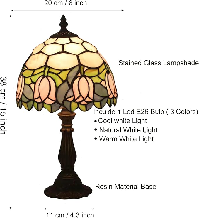 Tiffany Style Table Lamp, 8 Inch Small Antique Lamp, - Image 7