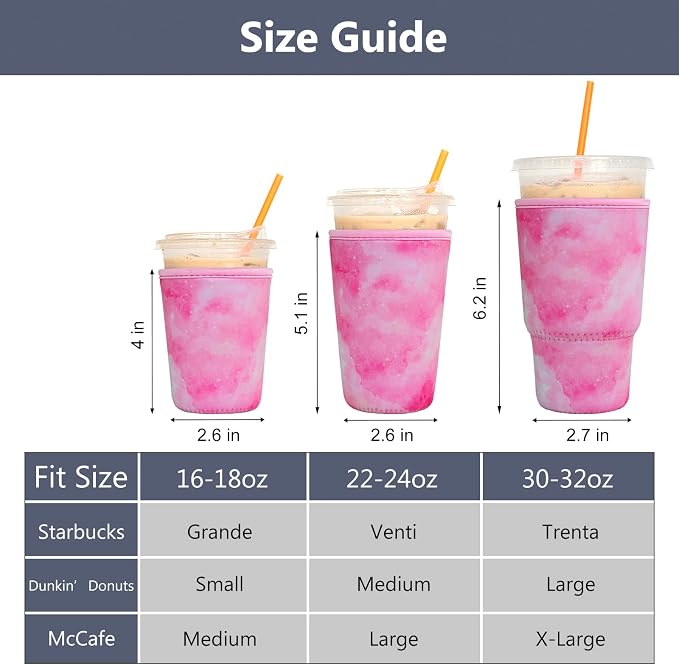 3 Pack Reusable Iced Coffee Sleeves - Image 2