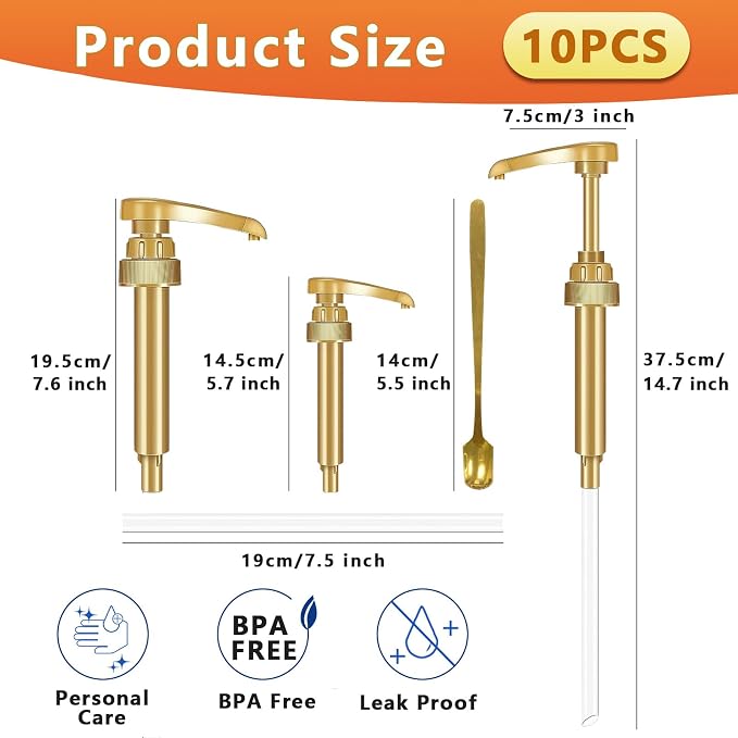 10 Packs Coffee Syrup Pump Dispenser, Fits 25.4 Oz/750ml Coffee Flavoring Syrup - Image 2