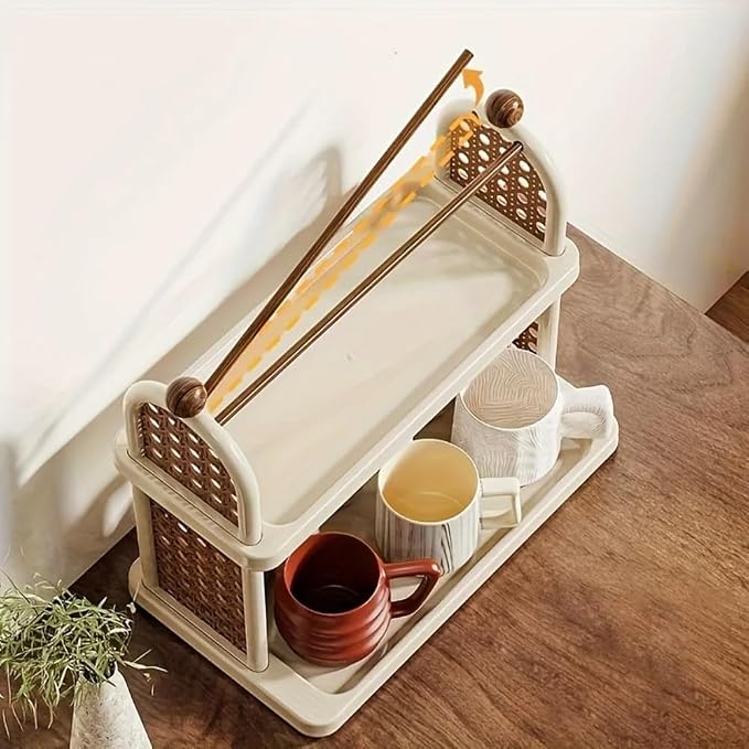 Matcha Station 2-Tier Organizer Storage Shelf, Mug Holder, Tabletop Display Rack - Image 7
