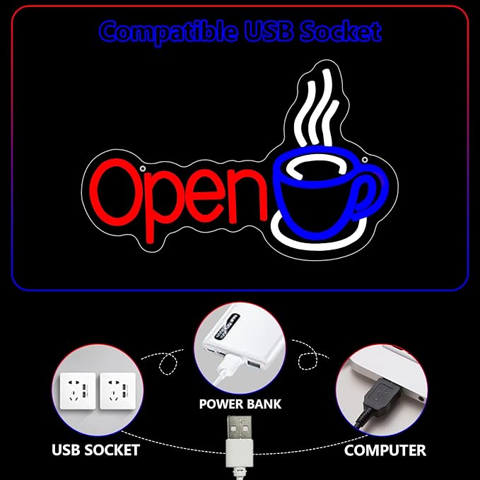Coffee Open Neon Sign, Coffee Led Neon Light Signs - Image 3