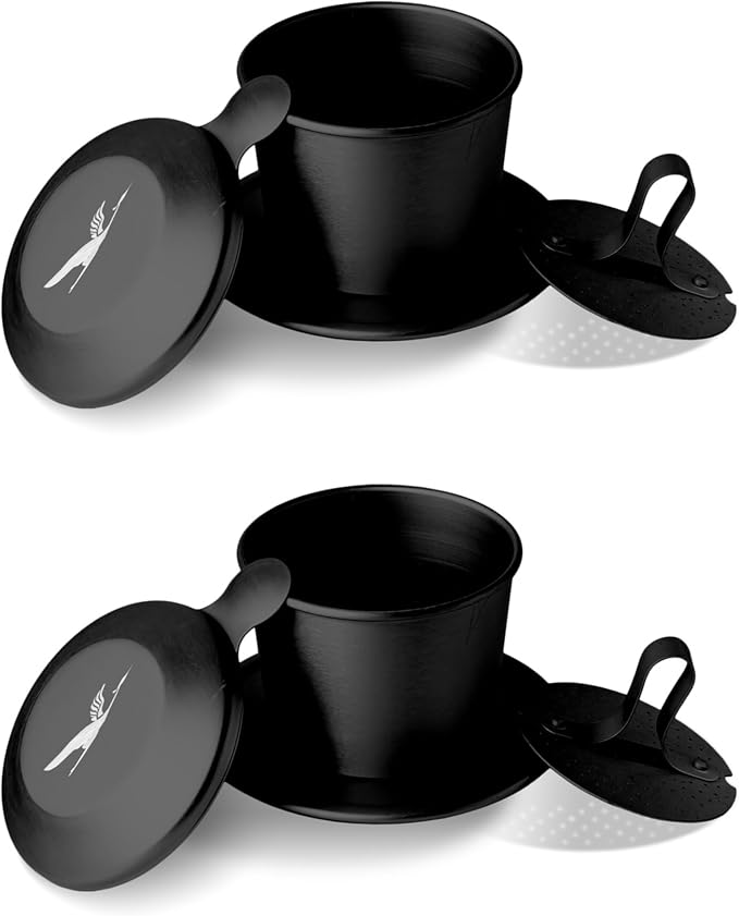 Birdee Phin Coffee Filter Set – Pack of 2, 6 oz Aluminum Black Vietnamese - Image 2