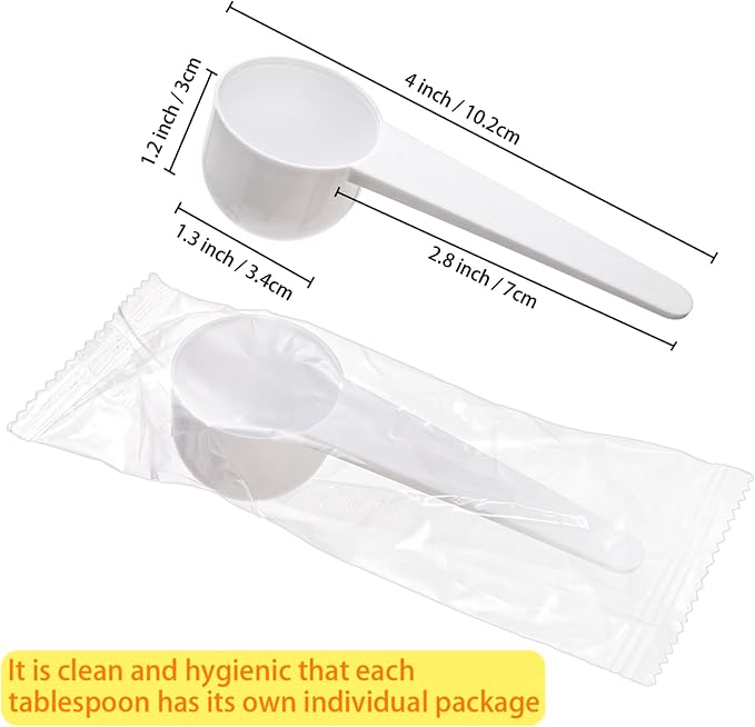 Foraineam 100 Pack Plastic Scoop Tablespoon Individually Wrapped, 20ml / 20cc - Image 3
