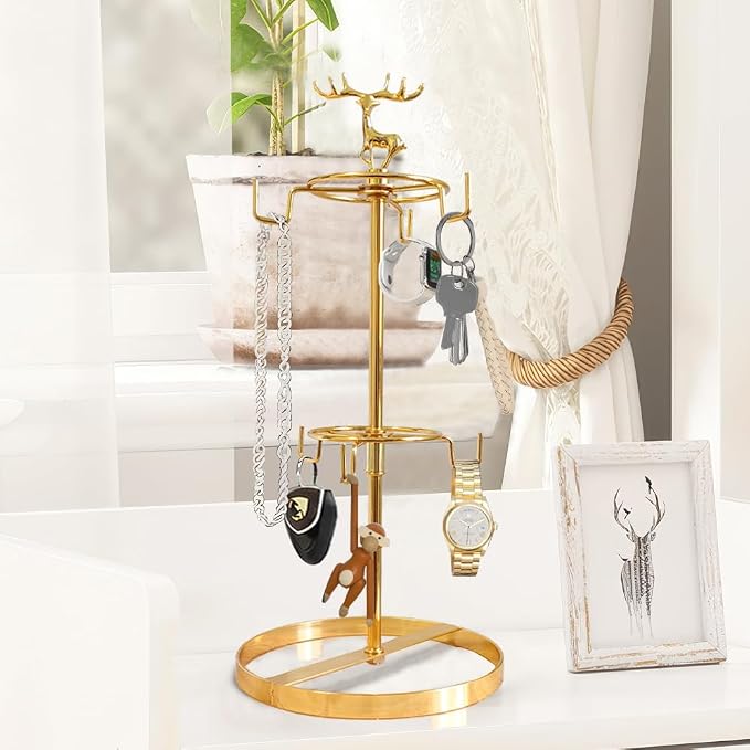 Coffee Mug Tree Holder for Counter, Christmas Elk Double Tier Mug Teacup Metal - Image 7