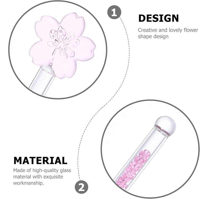 KALLORY 1pc Flower Design Glass Stirring Rod Muddler - Image 3
