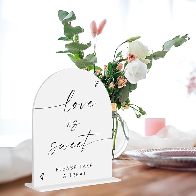 Love Is Sweet Take A Treat Acrylic Sign, Dessert Bar Dessert Table Sign - Image 5