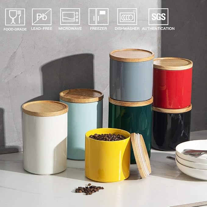 Sweejar Kitchen Canisters Ceramic Food Storage Jar Set, Stackable Containers - Image 5