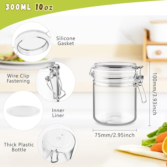 3 Pcs Plastic Sealed Storage Jars Empty Clear Food Storage Container - Image 2