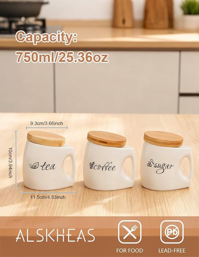 Ceramic Canister Set with Airtight Lid, Kitchen Canisters - Image 2