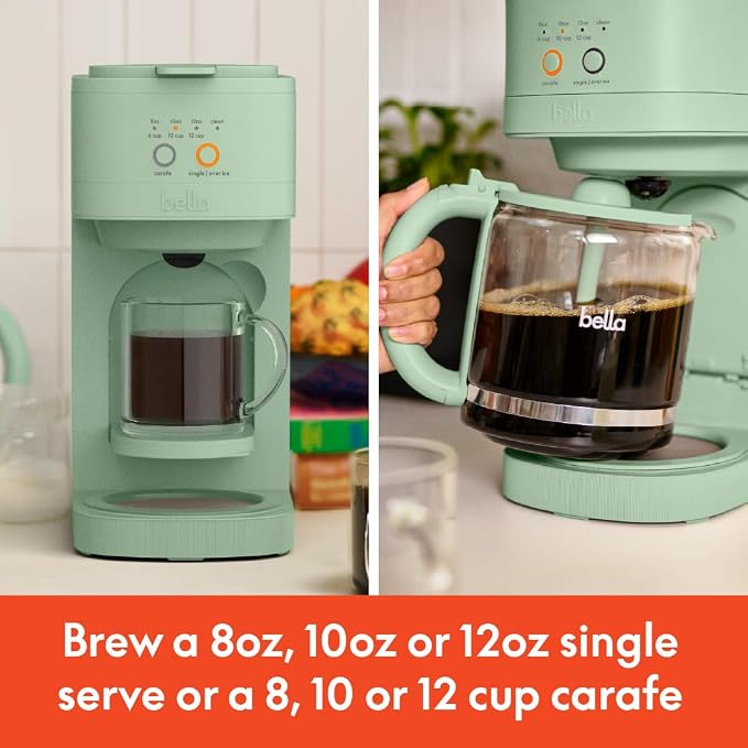 BELLA VersaBrew 2-in1 Coffee Maker, K-Cup compatible, Brew 3 Sizes Carafes & - Image 3