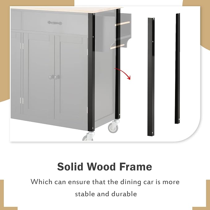 Kitchen Island Cart, Rolling Kitchen Island on Wheels - Image 6