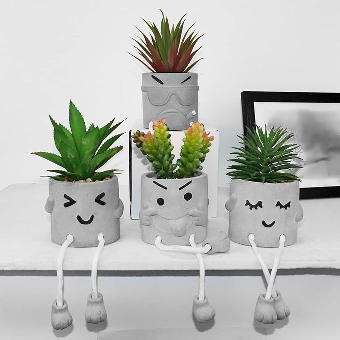 MAKHOT Artificial Succulents Potted Plant Set, Faux Succulents Office - Image 3