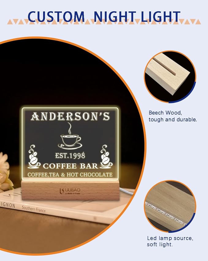 Personalized Bar Signs with Name Customized Home Coffee Bar Mini Bar Sign Gifts - Image 6